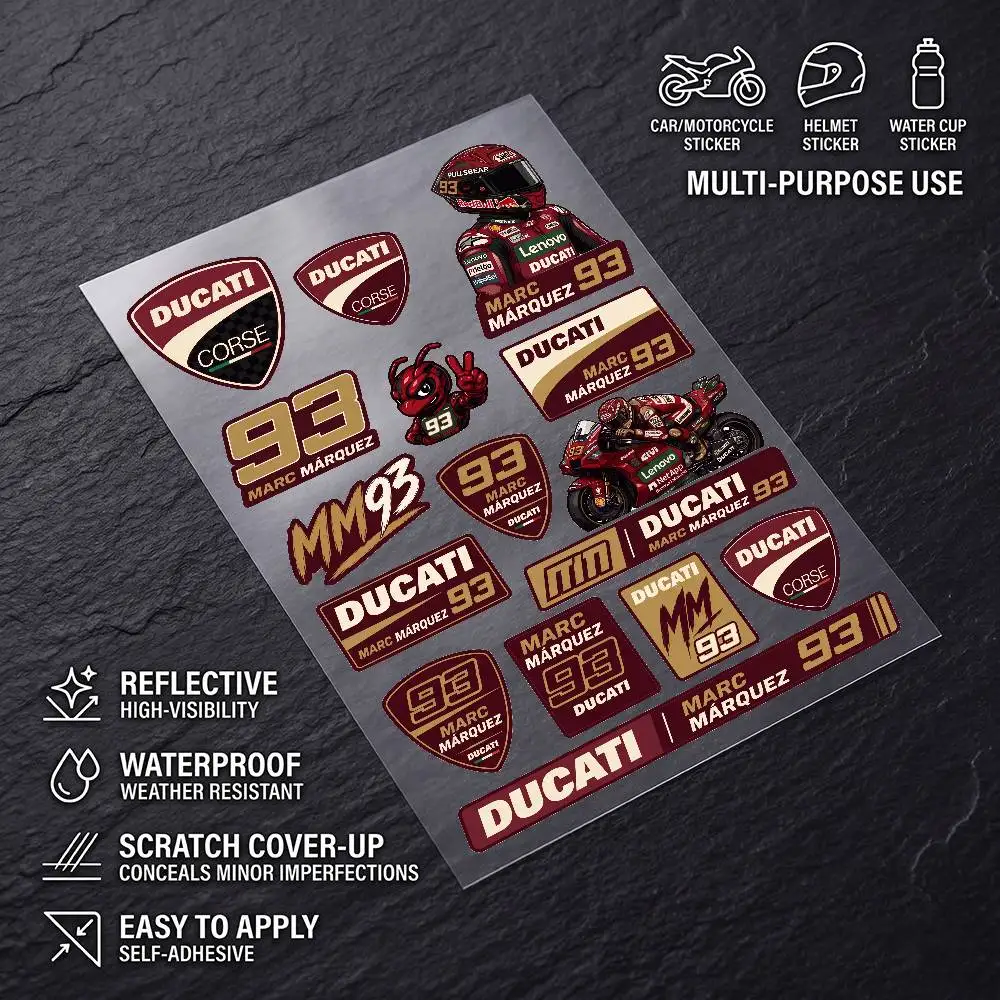 MOTO-GP M-Marc Durable Waterproof Reflective Decor Sticker Scratch Cover For Motorcycle Car Helmet Fridge Accessories