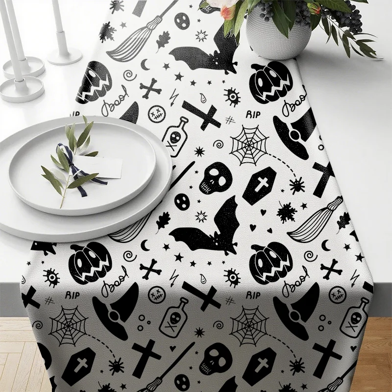 

TB Halloween Table Runner Dresser Table Decor Washable Kitchen Dining Coffee Table Runner Party Decor