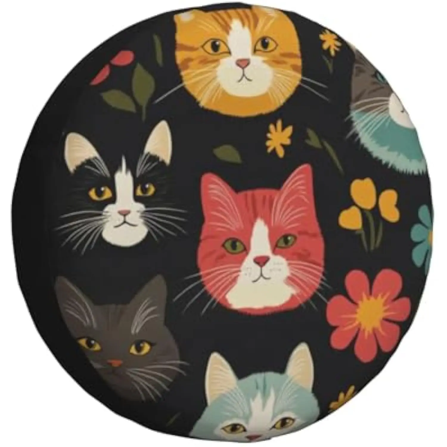 

Cute Cats Floral Print Spare Tire Cover Dust-Proof Wheel Protector for SUV Truck RV