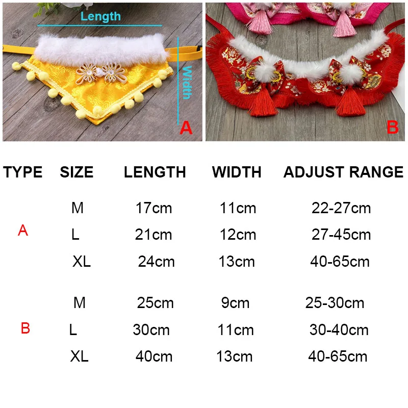 Cat Accessories Chinese Lunar New Year Decoration Red Pink Scarf Puppy Bib Pet Necklace Collar With Tassels Pets Party Costume ﻿