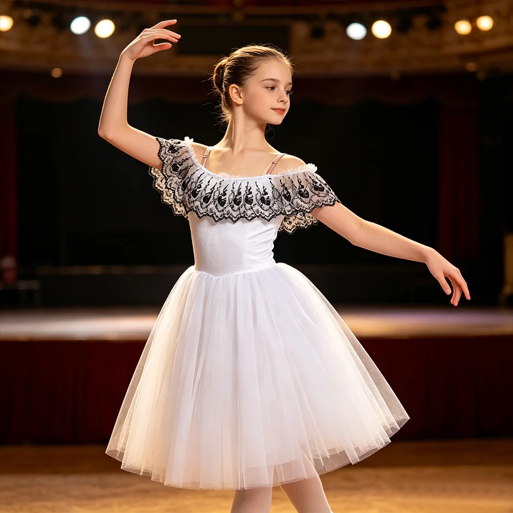 

Elegant Ballet Tutu Skirt for Girls Long Tulle Dance Skirt for Recital Competition Concerts & Stage Performance