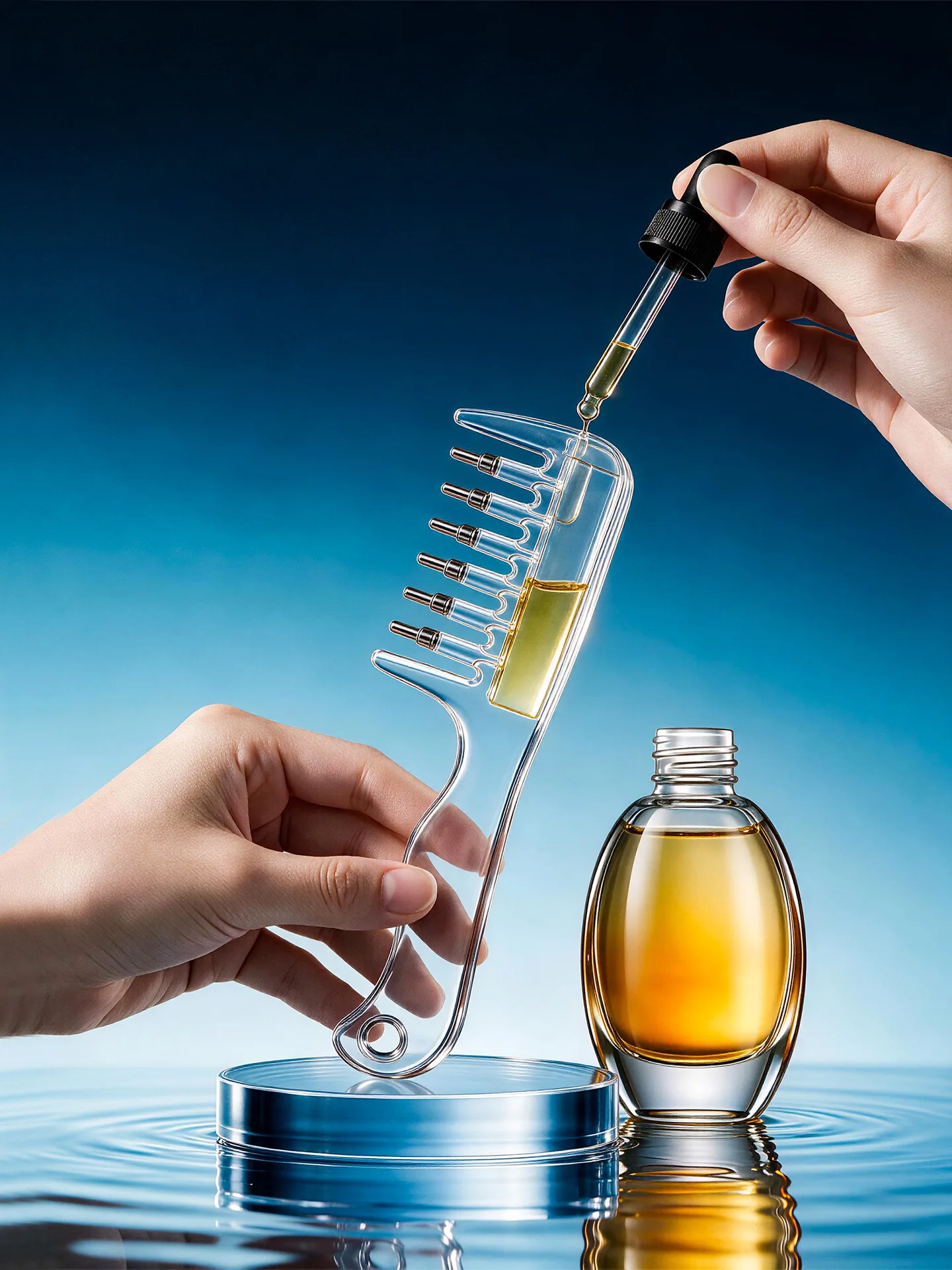 Tragbarer Transparenter Haarwurzelkamm mit Flüssigkeitsführung, Kopfhaut-Massagekamm, Haaröl-Serum-Bürste, Anti-Leck-Haarpflege-Werkzeug – Detail 6