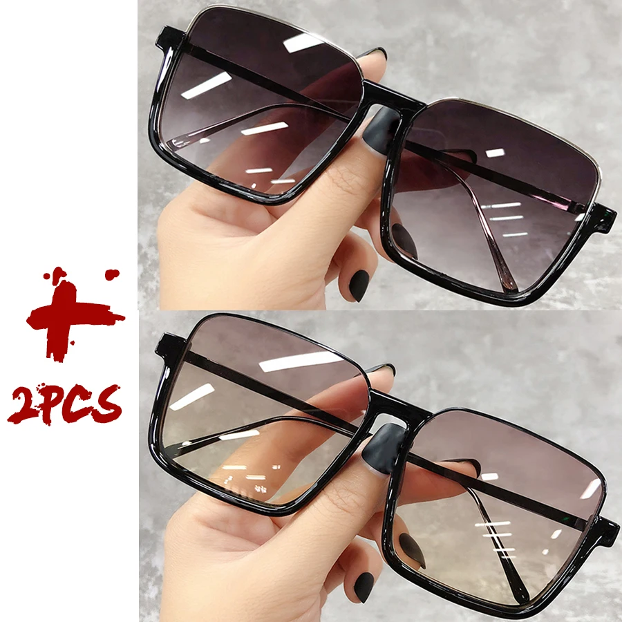 Sonnenbrille Damen 2026 – Große quadratische Fassung, luxuriöses Markendesign, Farbverlauf, Vintage-Sonnenbrille für Damen, Herren, Unisex – Detail 28