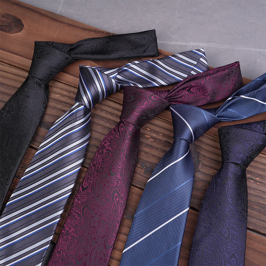 Neue Herren-Krawatte mit Jacquard-Streifen, 8 cm, klassische Paisley-Krawatte mit Karomuster, für Business, Hochzeit, Party, Anzug, Hemd, Alltagskleidung, Accessoire, Geschenk