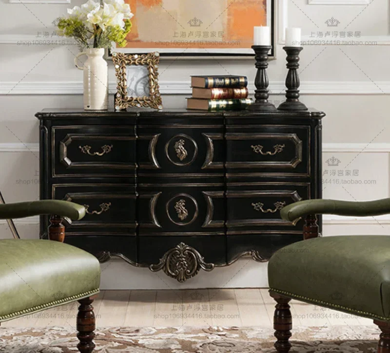 Американский кантри Ретро состаренный входной шкаф из цельного дерева Скандинавский шкафчик для гостиной Перегородка доступного роскошного стиля