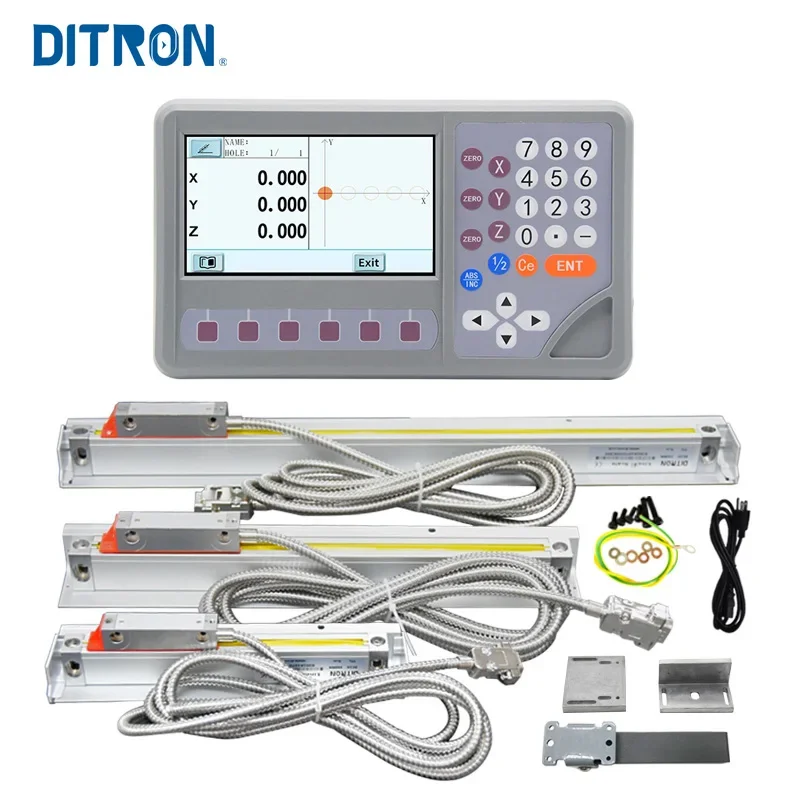 3 Axis Digital Readou Display DRO with Linear Scale Glass Encoder Magnetic Scale for Lathe Milling Machine