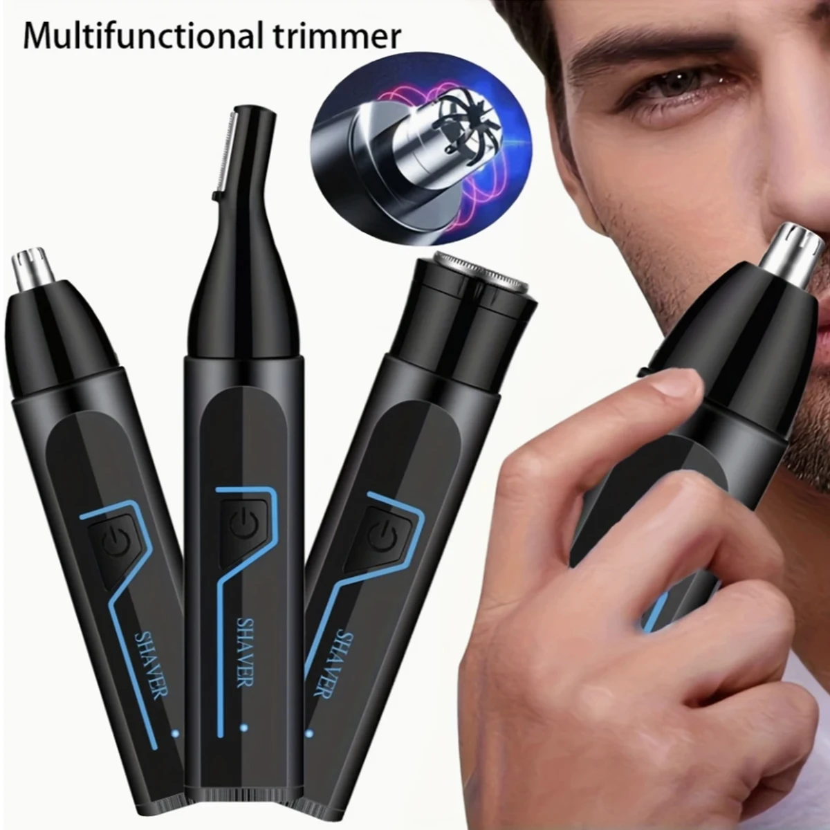 

Electric Man Hair Trimmer Set 3-IN-1 For Beard Sideburns Razors Eyebrow Epilators Nose Hair Trimmer,Ideal Gift Body Hair Groomer