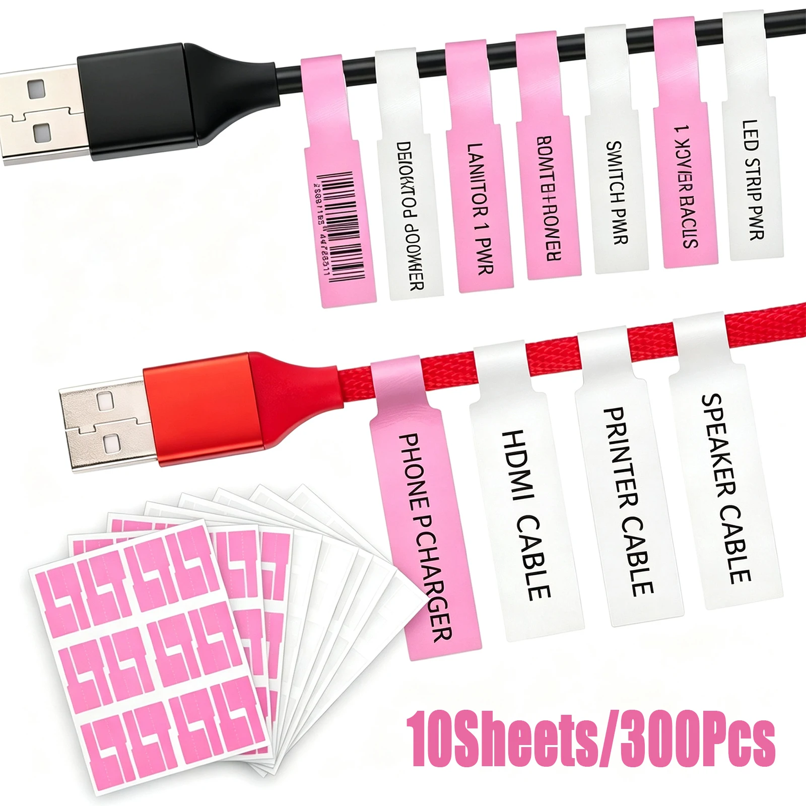 Cable Labels Wire Labels Waterproof Cables Tags Management Self-Adhesive Cable Label Tags for Laser Printer and DIY Handwriting