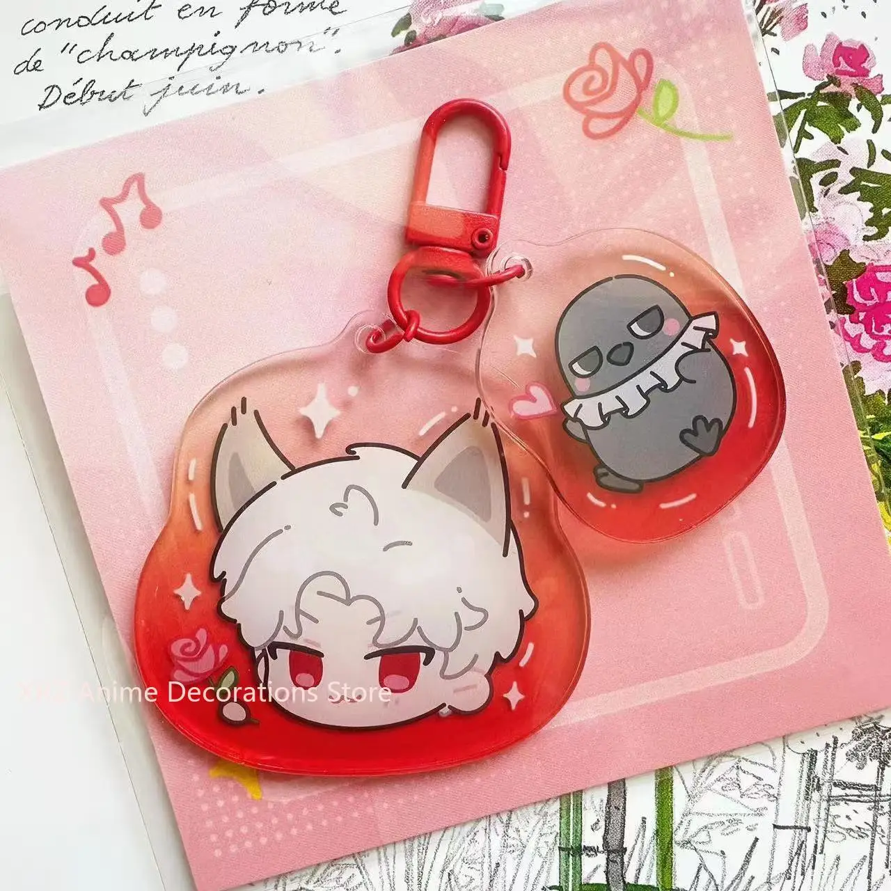 애니메이션 러브 앤 딥스페이스 실루스 아크릴 키체인 자동차 가방 펜던트 선물 귀여운 창의적인 가방 장식 친구 크리스마스 선물 키링