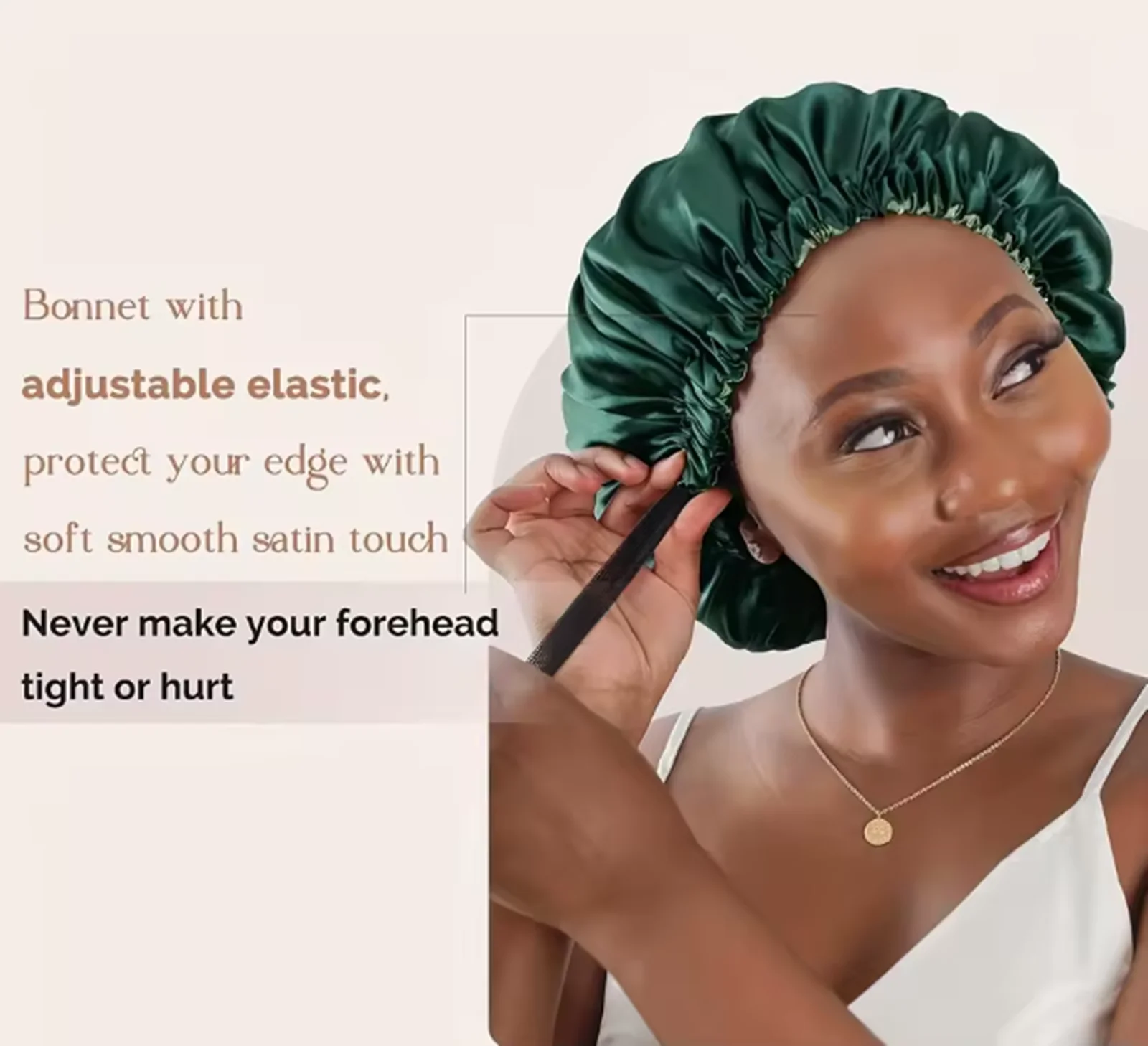 غطاء رأس نوم من الساتان قابل للتعديل، طبقة مزدوجة قابلة للعكس، غطاء شعر مضاد للحساسية للبالغين، خيارات ألوان أحمر الخدود الوردي الناعم مثل