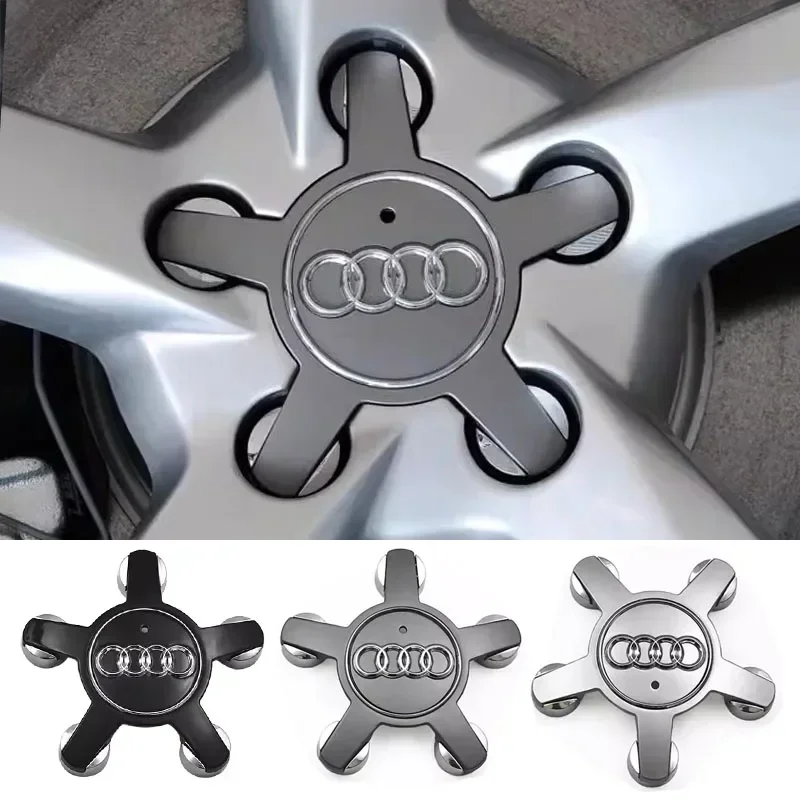 4Pcs Car Wheel Rim Five Claws Center Cap Tires Hub Covers Decoration Accessories A1 A3 A5 A4 A4L A6 A6L A7 A8 Auto Emblem