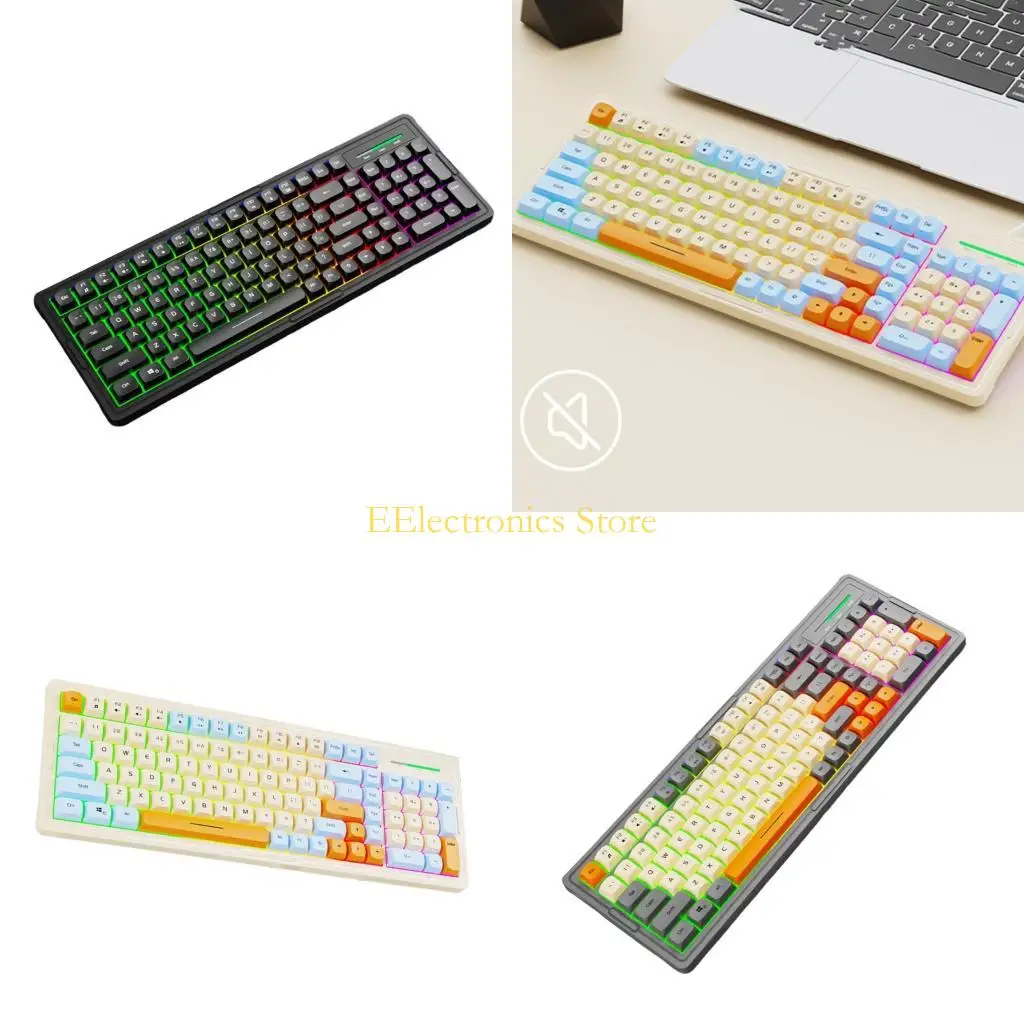B03C Spill Resistant Office Keyboard Corded Mechanical Feel Typing Color Lighting PC