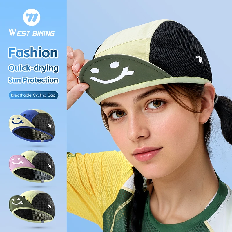 

WEST BIKING Breathable Cycling Caps Spring Summer Cartoon Bicycle Hat Quick-Drying Cycling Men Women Funny Sunscreen Bicycle Cap