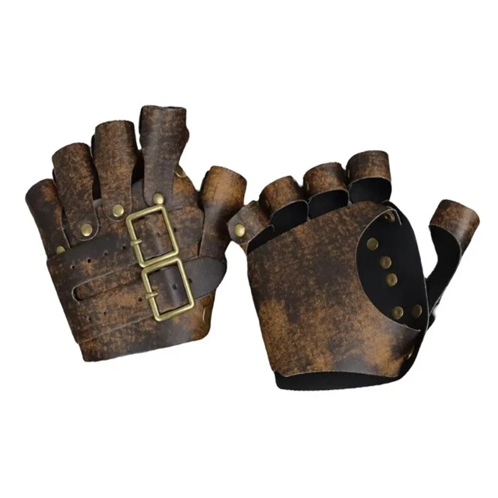 

Перчатки из искусственной кожи, перчатки из искусственной кожи в средневековом стиле, пиратская тема, перчатки без пальцев, дизайн браслета, перчатки для косплея, рок-группы
