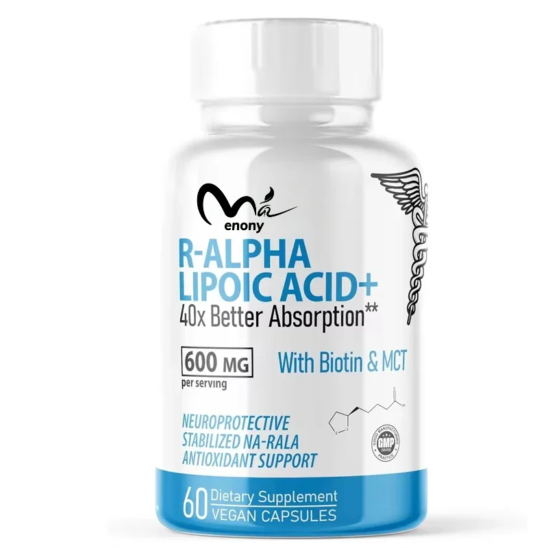 

Alpha lipoic acid 600mg R lipoic acid with powerful antioxidant and cellular energy support from biotin -60 vegetarian capsules