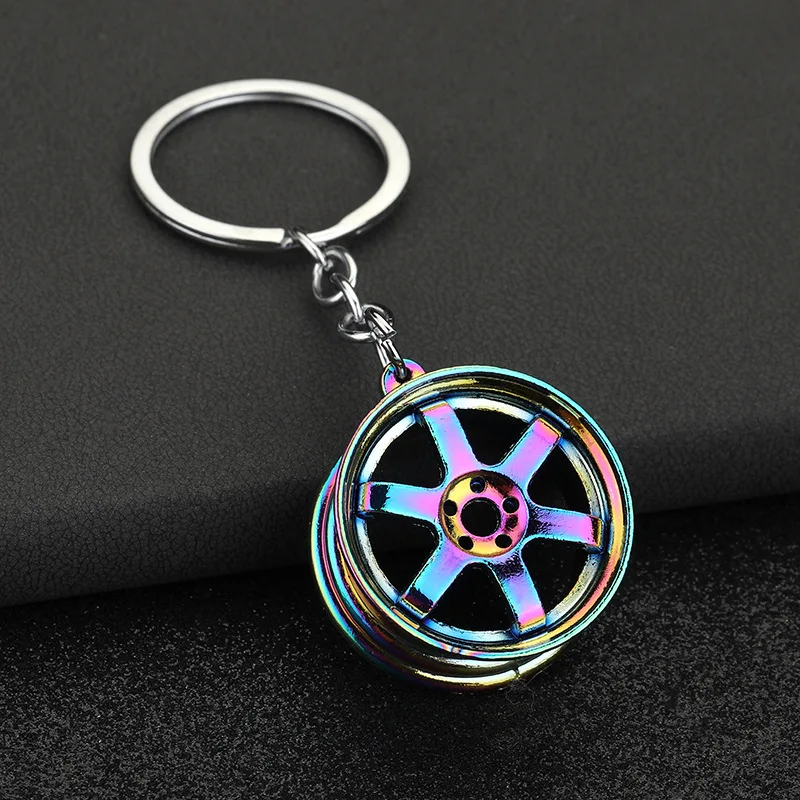 Creative car hub keychain Tire shaped keyring Metal Car Trinket Keyring Boyfriend Unique Birthday Gift