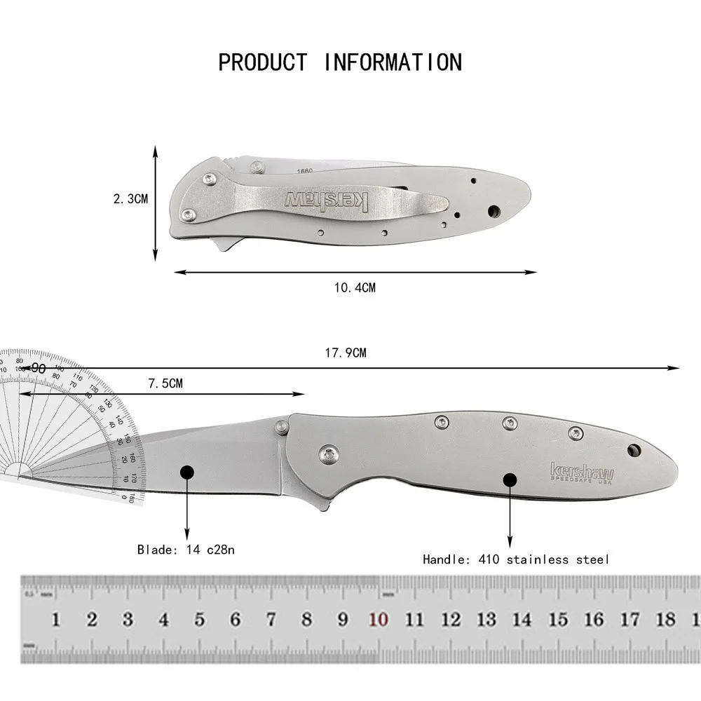 Pocket KS 7551 Launch 18 EDC Folding Knife CPM-D2 Stonewashed Blade Aluminum Alloy Handles Outdoor Camping Hunting Knives Tool