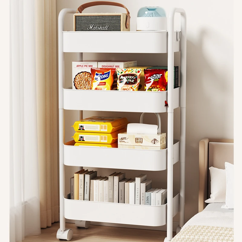 

Multi-storey Snack Shelf Bathroom Movable Trolley Large-capacity Organizer Cosmetics Rack Rolling Storage Cart Tiered Organizer