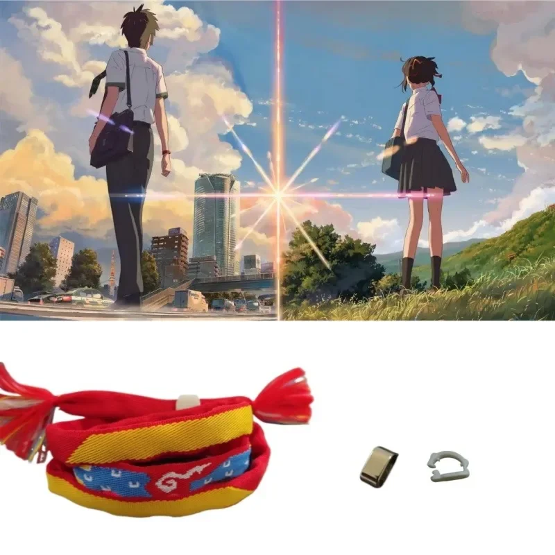 Anime Movie Your Name.Miyamizu Mitsuha Tachibana Taki Bracelet Ribbon Hair Lucky Charm Jewelry Japanese Comics Jewelry Cosplay