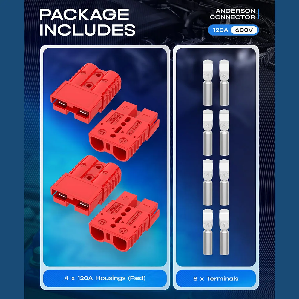 12*7*5cm 120A Connector Rust Resistant Connection 2-6 AWG Connector Stainless Steel Spring Tabs Supports Up To 600V