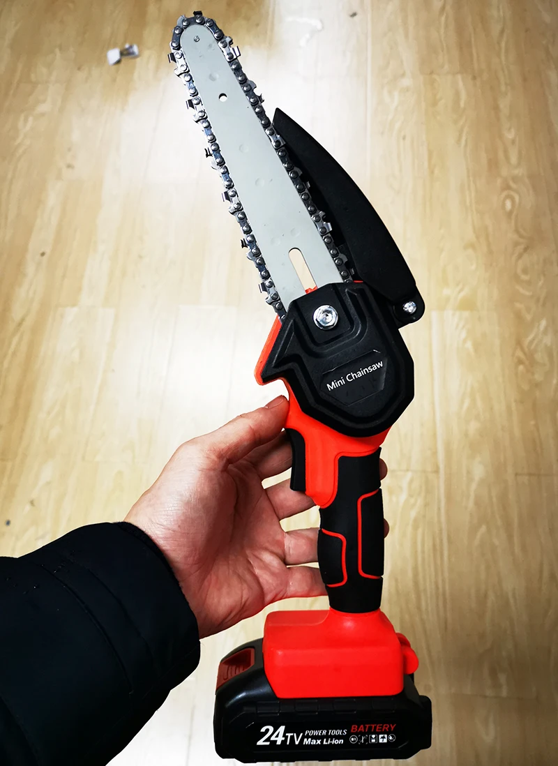 6 بوصة منشار كهربائي بيد واحدة 2 بطاريات سلاسل لتقوم بها بنفسك قاطع خشب لاسلكي لتقليم الحديقة أداة قابلة للشحن