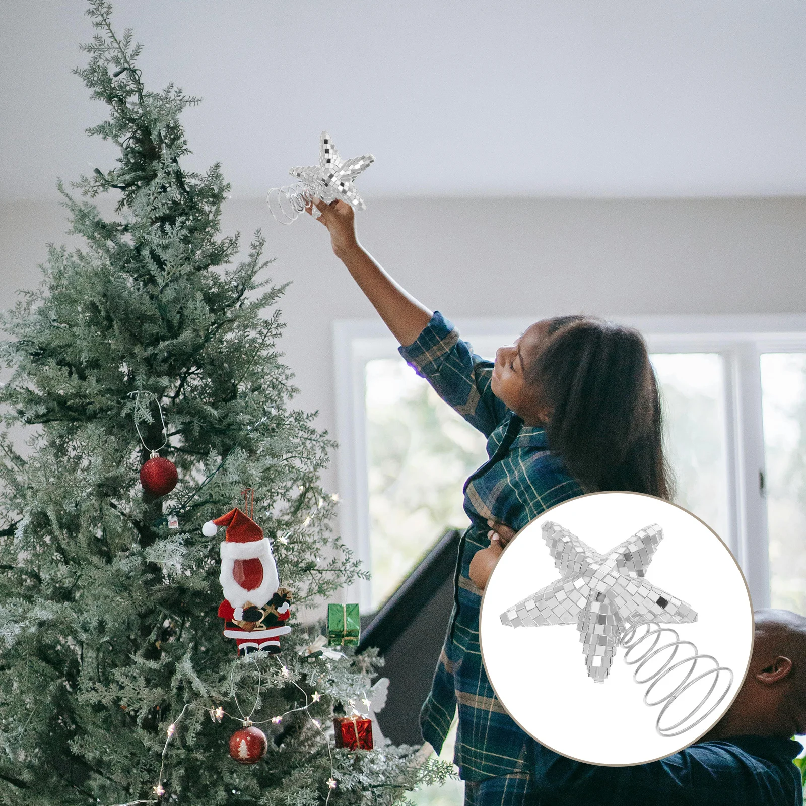 

Star Disco Ball Mirror Glass Reflective Tree Topper for Christmas Wedding Birthday Party Decorations Reflective Ball Tree Final