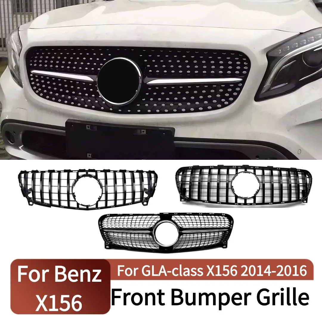 

Для Mercedes Benz GLA X156 2014-2019 GT Diamond Style Передняя решетка Бампер Решетка Впускная сетка Тюнинг Аксессуары Обшивка кузова