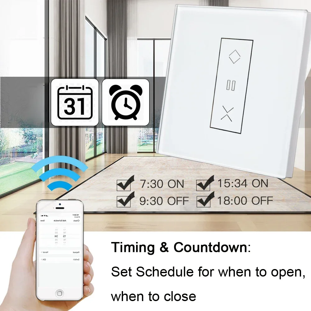 Interruptor para cortina inteligente com controle remoto, funciona com alexa, google, home, siri