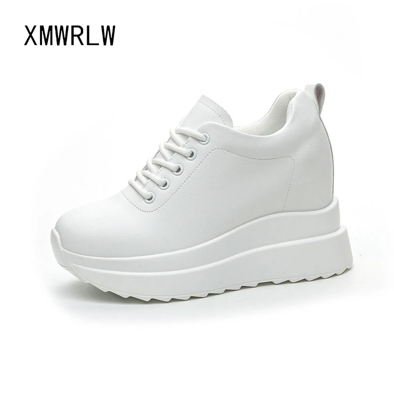 XMWRLW Women's Autumn Winter Shoes Genuine Leather Hidden Heel Women Winter Shoes Black White Sneakers Woman Warm Plush Shoe view 2