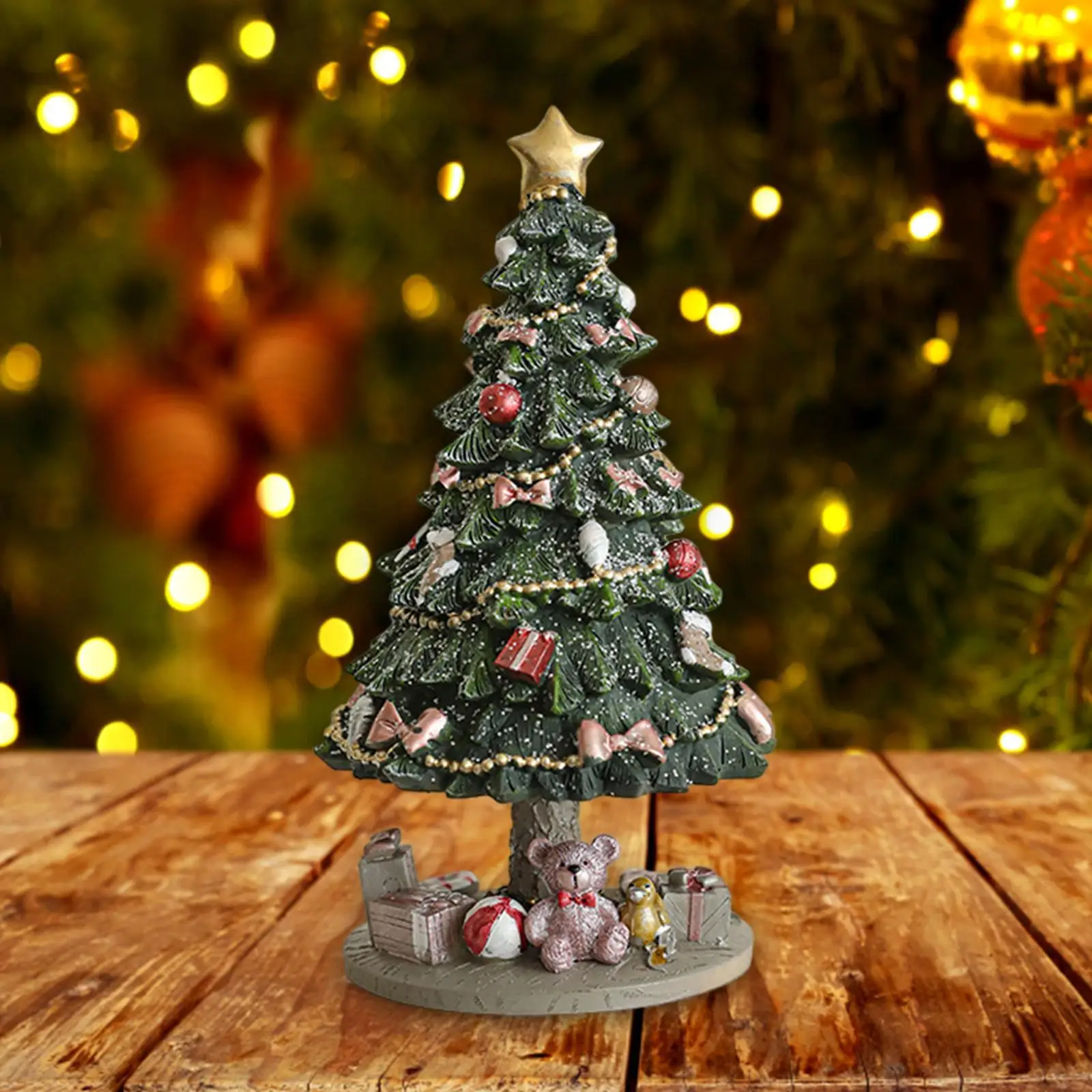 Christmas Tree Music Box Sturdy Sculpture Ornament for Desktop Indoor Party