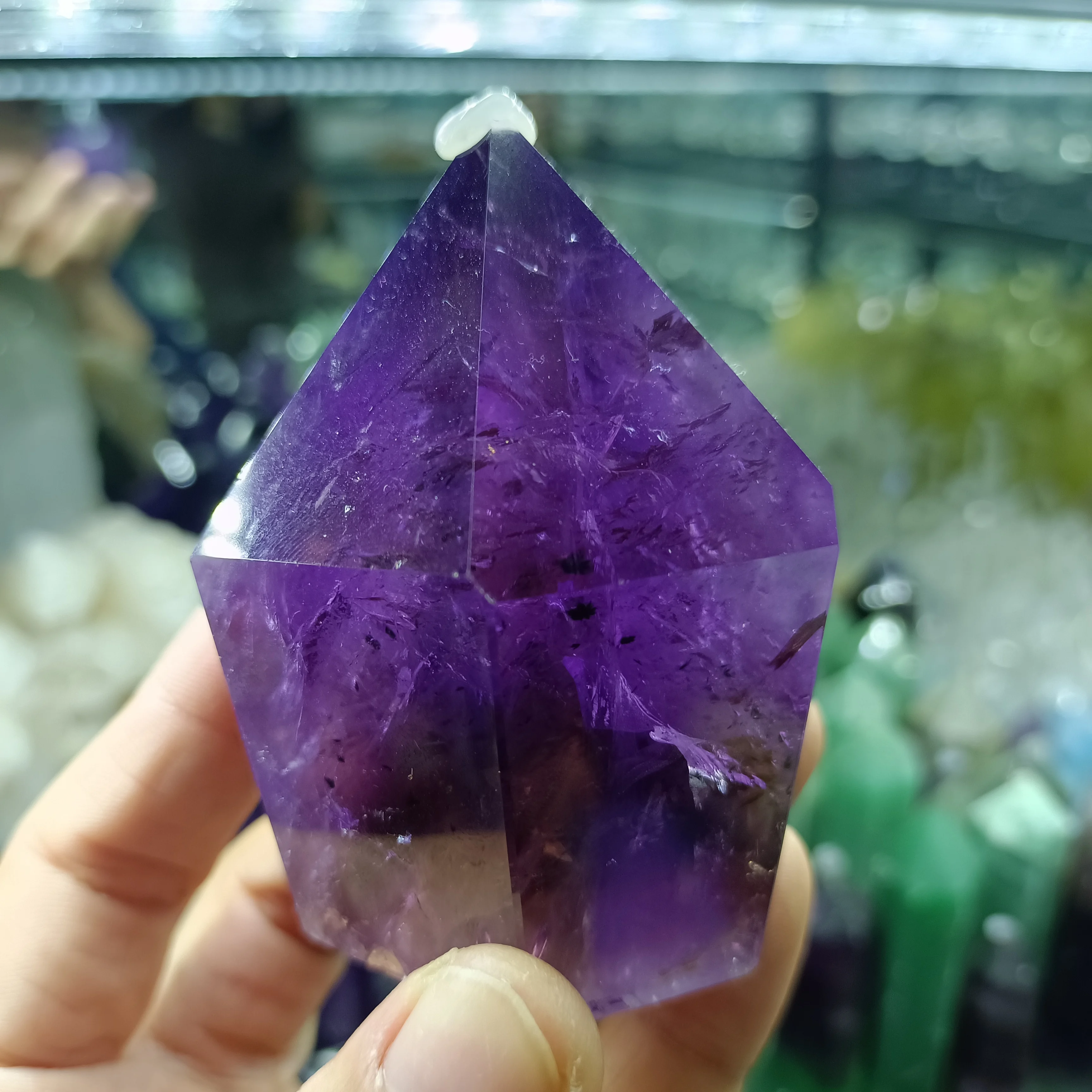 Natural Brazil Amethyst Obelisk Energy Column,Purple Quartz Crystal Wand,Mineral Reiki Healing Wealth Stone,Degaussing Decor