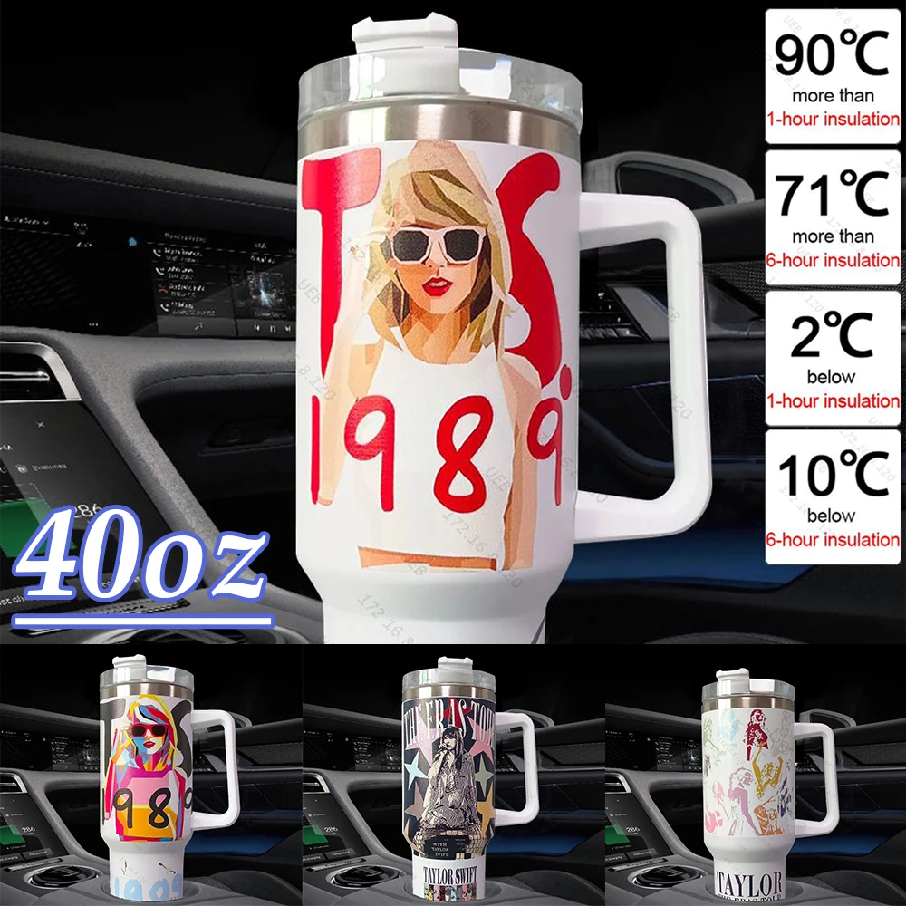 Tumblers 40oz Stainless Steel Singer Printed Tumbler With Lid And Straw Kettle With Handle Music Lovers Gifts for Women