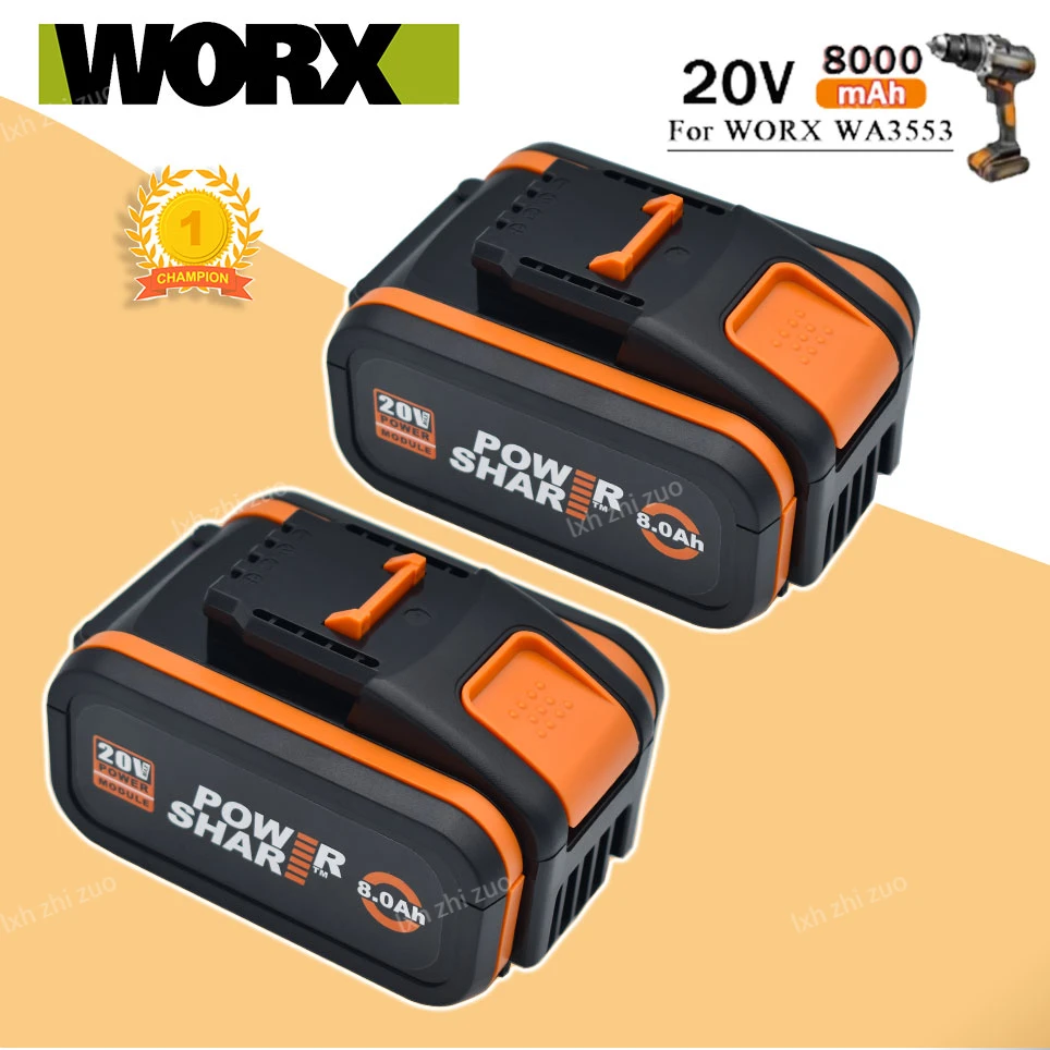 100% Original Worx WA3553 20V 8.0ah Battery Cordless Power Tool Spare Batteriies WA3572 WA3553 WX390 WA3551 WX176 WX178 Battery