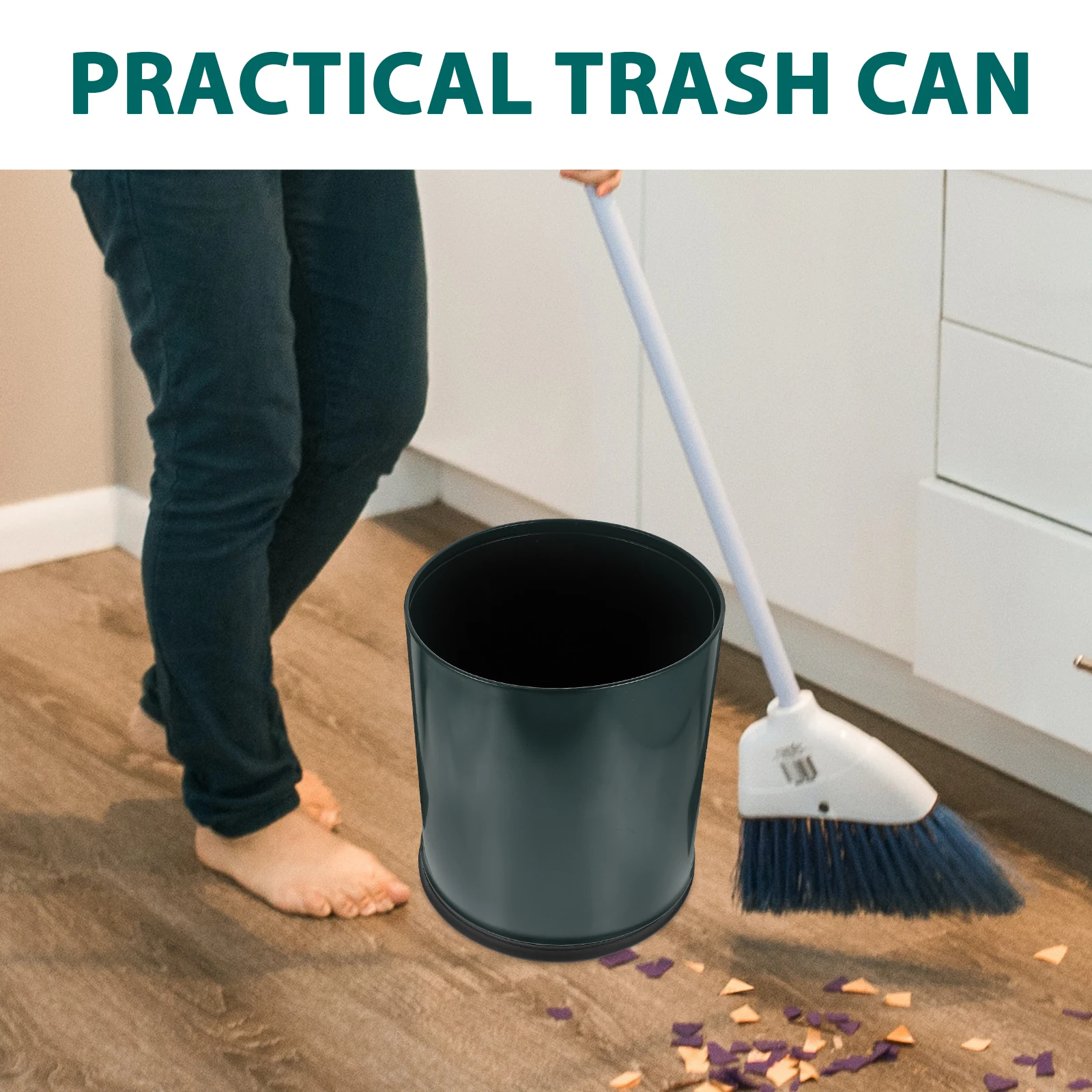 

Elegant European Can Waste Bin for Home Office Bathroom Plastic Wastebasket Trash Container 15L Black Plastic Container Reusable