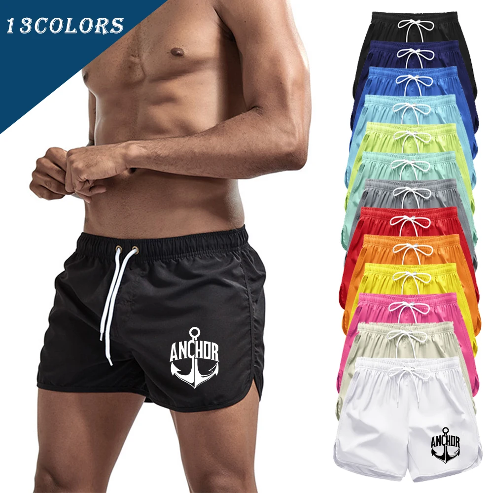 

Men's Beach Shorts Anchor Print Swim Trunks Quick Dry Swim Shorts for Men Swimming Surfing Beach Summer 13 Colors S-3XL