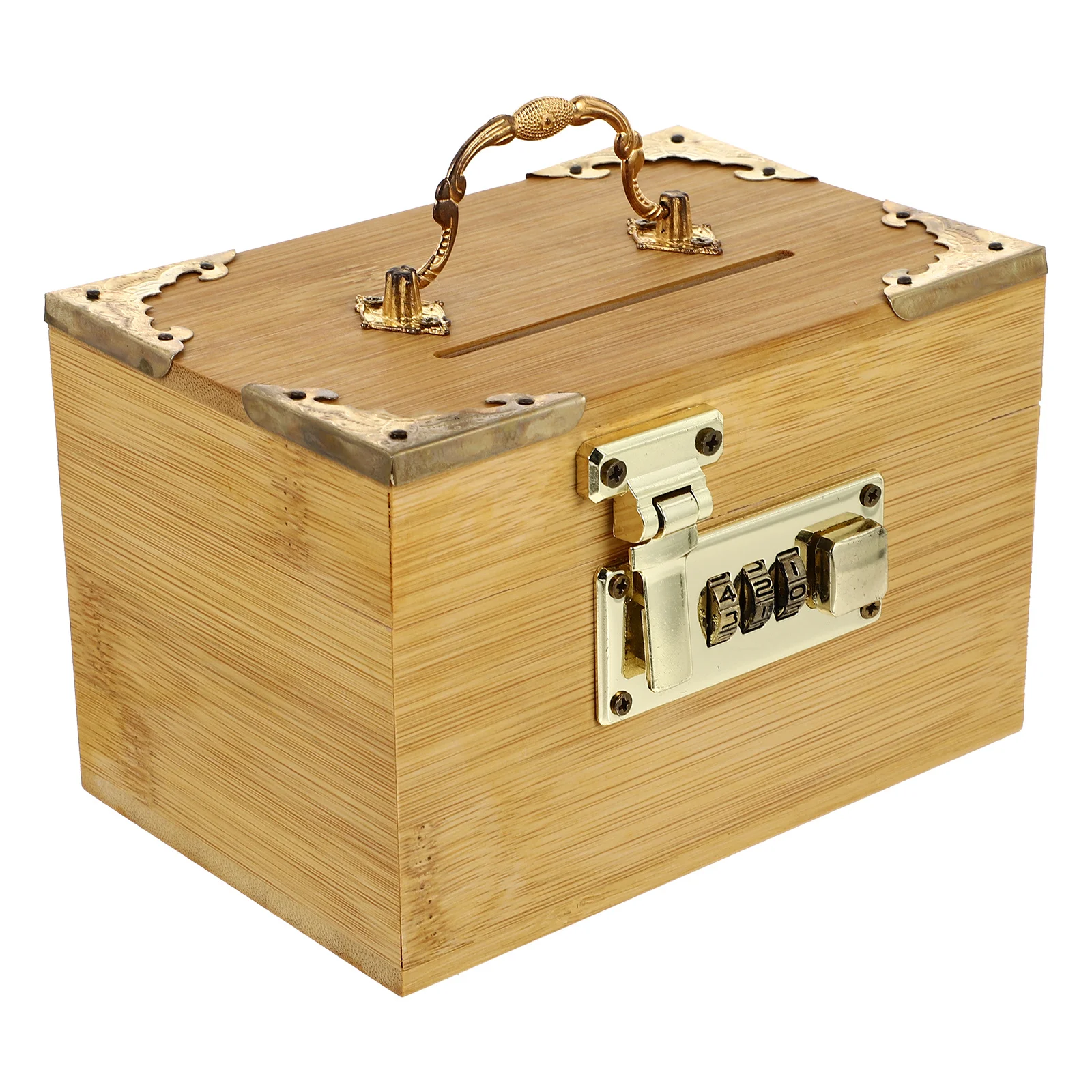 

1Pcs Retro Style Wooden Storage Box Password Lock Money Saving Case Decorative Treasure Chest Desktop Organizer
