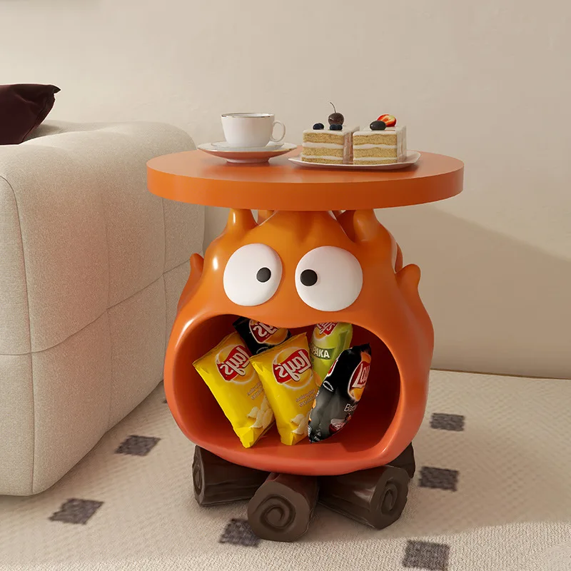 Living room, bedroom, high-end light luxury bedside table, movable small cartoon creative side storage