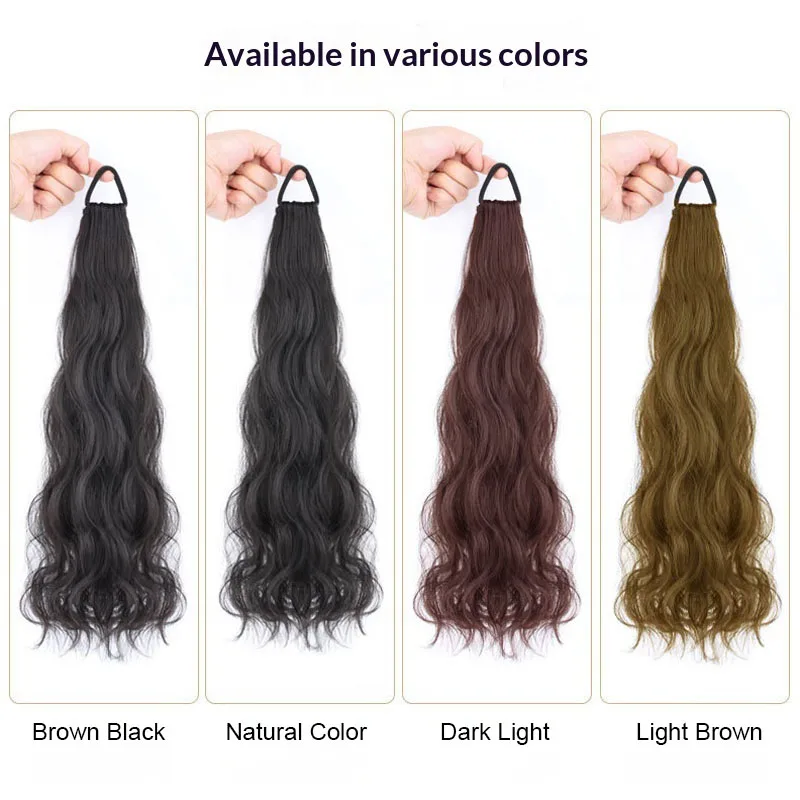 Coda di cavallo in fibra sintetica Doppia coda di cavallo realistica per ragazza energica Acconciatura naturale e soffice Cravatta per capelli Parrucca finta riccia