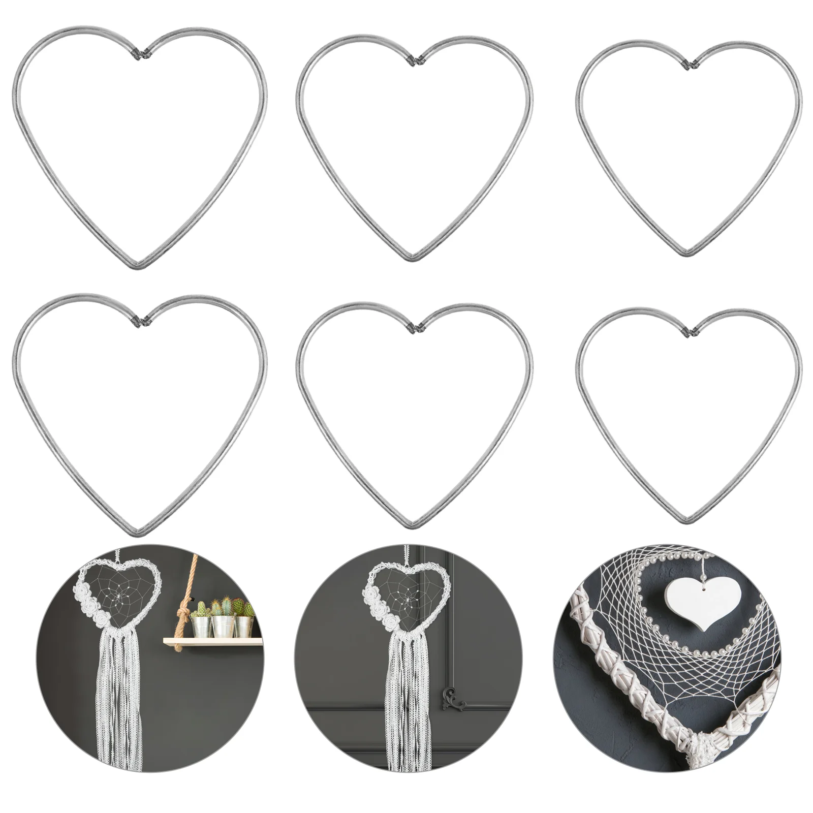 9 PCS Wire Heart Clothes Rack Dreamcatcher Ring Sterling Silver Hoop Earrings for Women