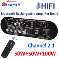 WOOPKER D1000 Bluetooth Amplifier Board 50W+50W+100W 2.1 Channel BT5.0 Rechargeable Subwoofer Amplifier for Car Home Karaoke