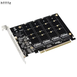 NEW NVME Raid Card PCI Express 4.0 X16 to 4 Port NVME Expansion Card Adapter 4x 32Gbps M.2 NVME SSD M Key PCI-E Split Card Riser