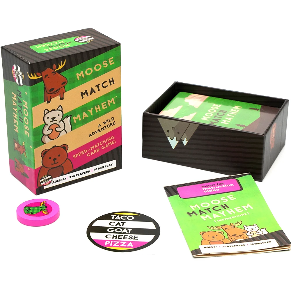 

Card Game Wild Adventure Speed Matching Family Party Game with Lid and Base Box Packaging Fun Fast Paced Game for 3 to 6 Players