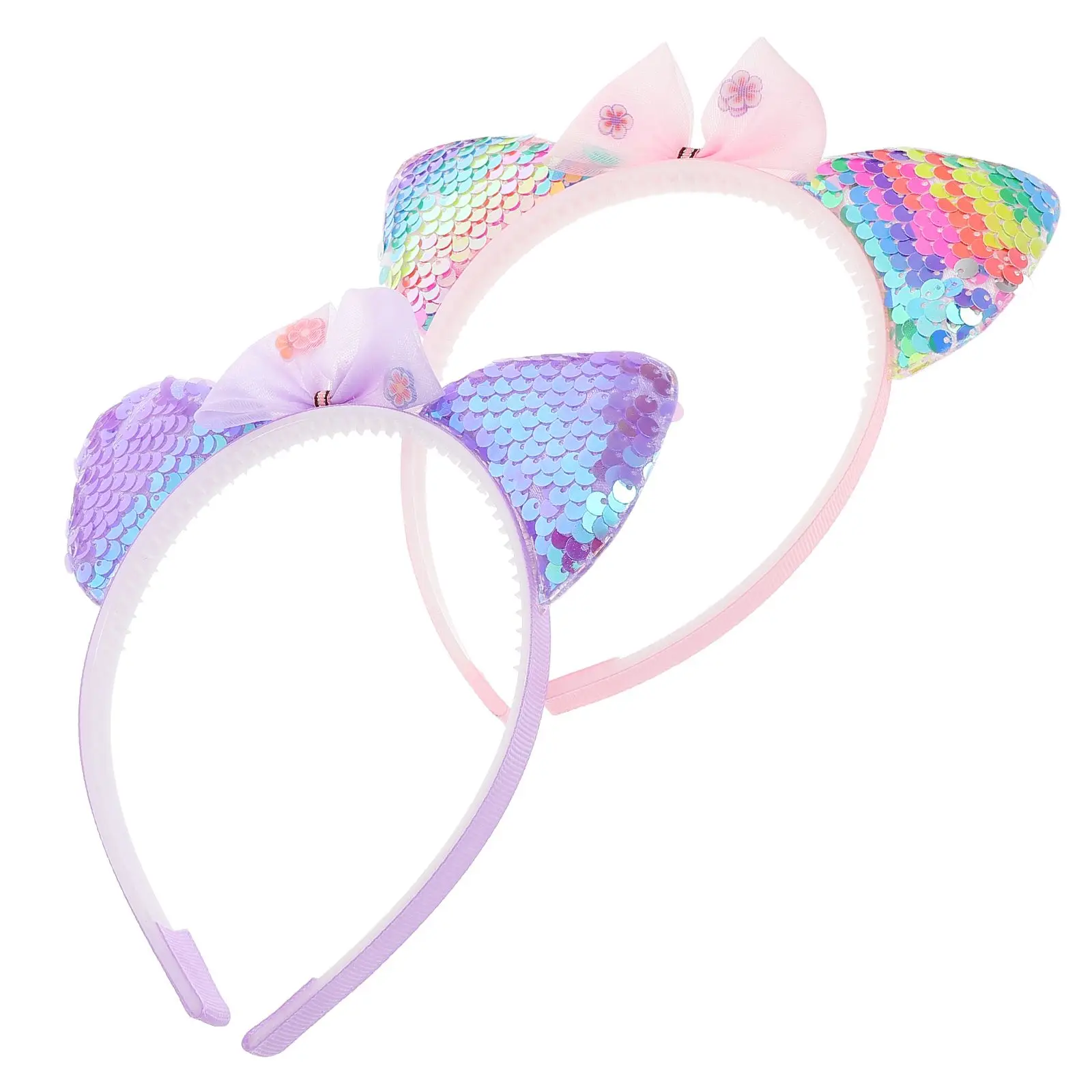

2Pcs Cat Ear Hairb Glitter Sequin Headb s for Girls Party Halloween Kids Fashion Accessories Soft Comfortable