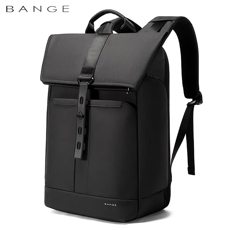 BANGE-Mochila Laptop Impermeável, Multi Compartimento, Bolsa de Viagem, Preto, Adequado para Homens e Mulheres, 15,6"