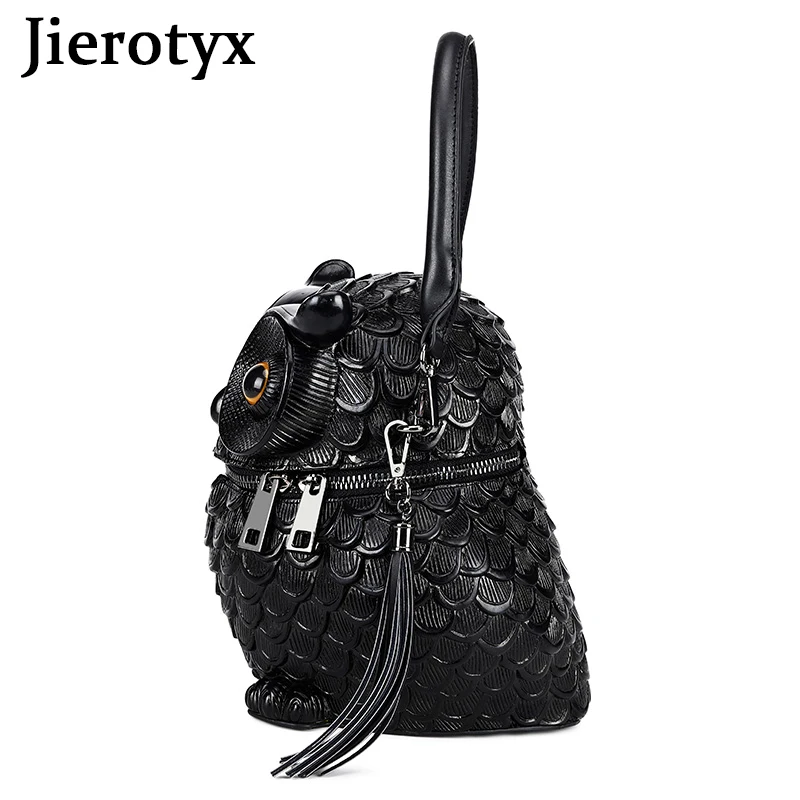 JIEROTYX Vintage komik çaydanlık şekilli çanta kadın Crossbody taş desen deri tek omuz çantaları gotik kişilik siyah
