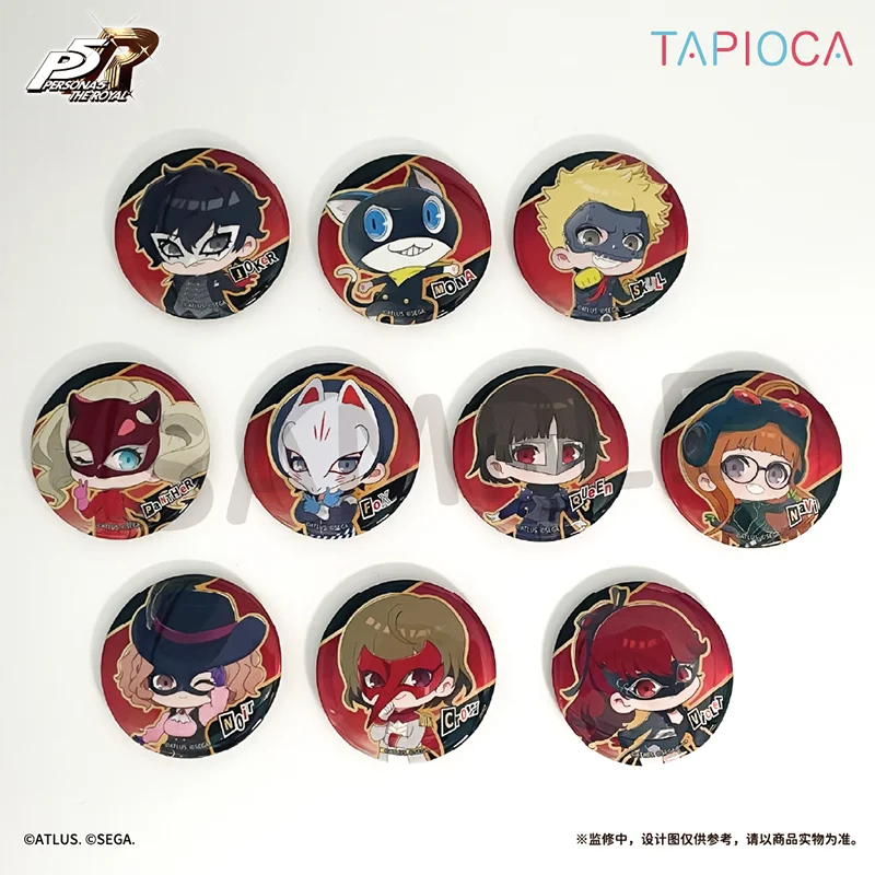Tapioca Persona 5 The Royal Chibi Badge Blind Box, Mercancía Oficial de Anime, Insignia Metálica de 55mm para Colección de Anime