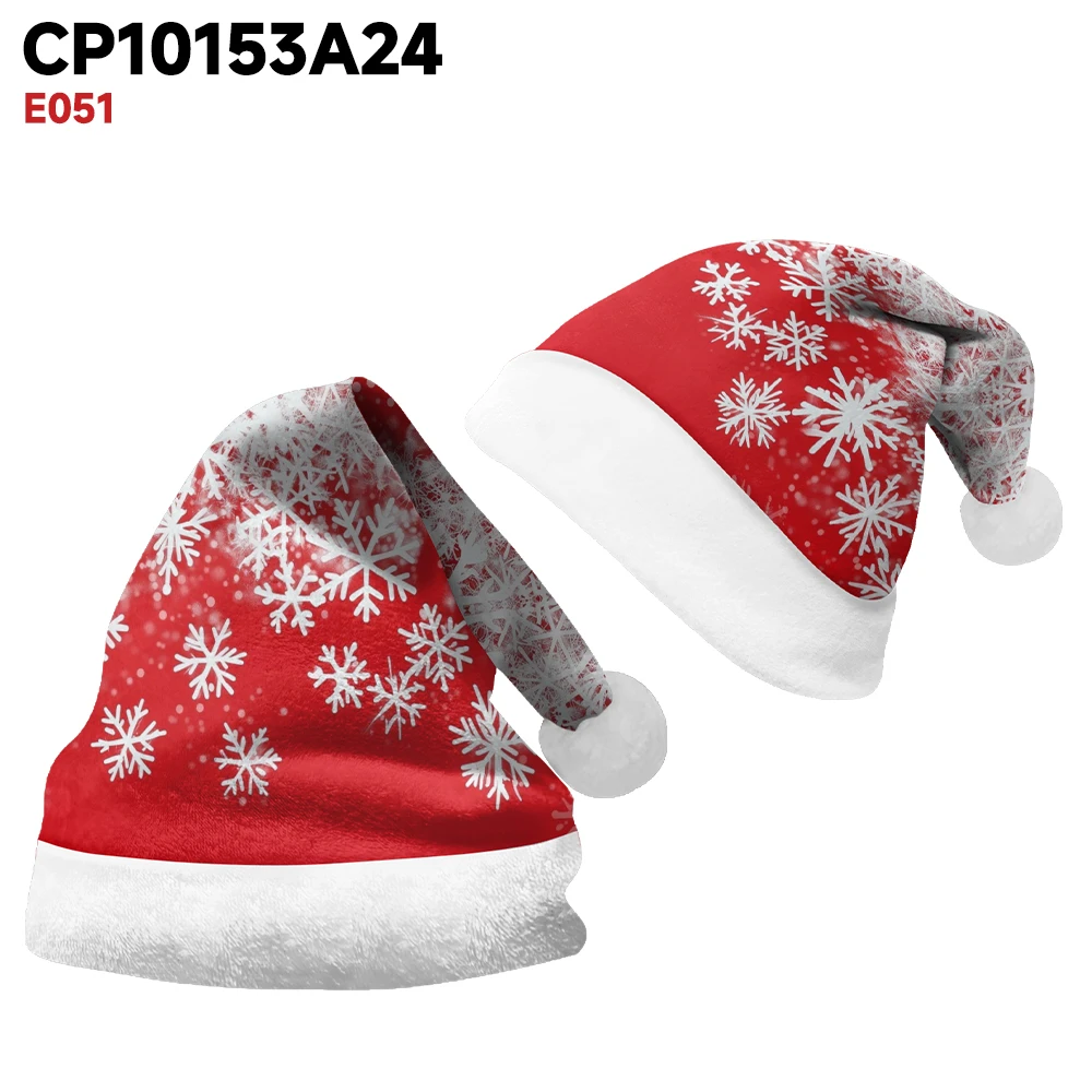 Christmas hat with red cross dyed printed velvet, preferred for winter fashion parties, daily outdoor matching items