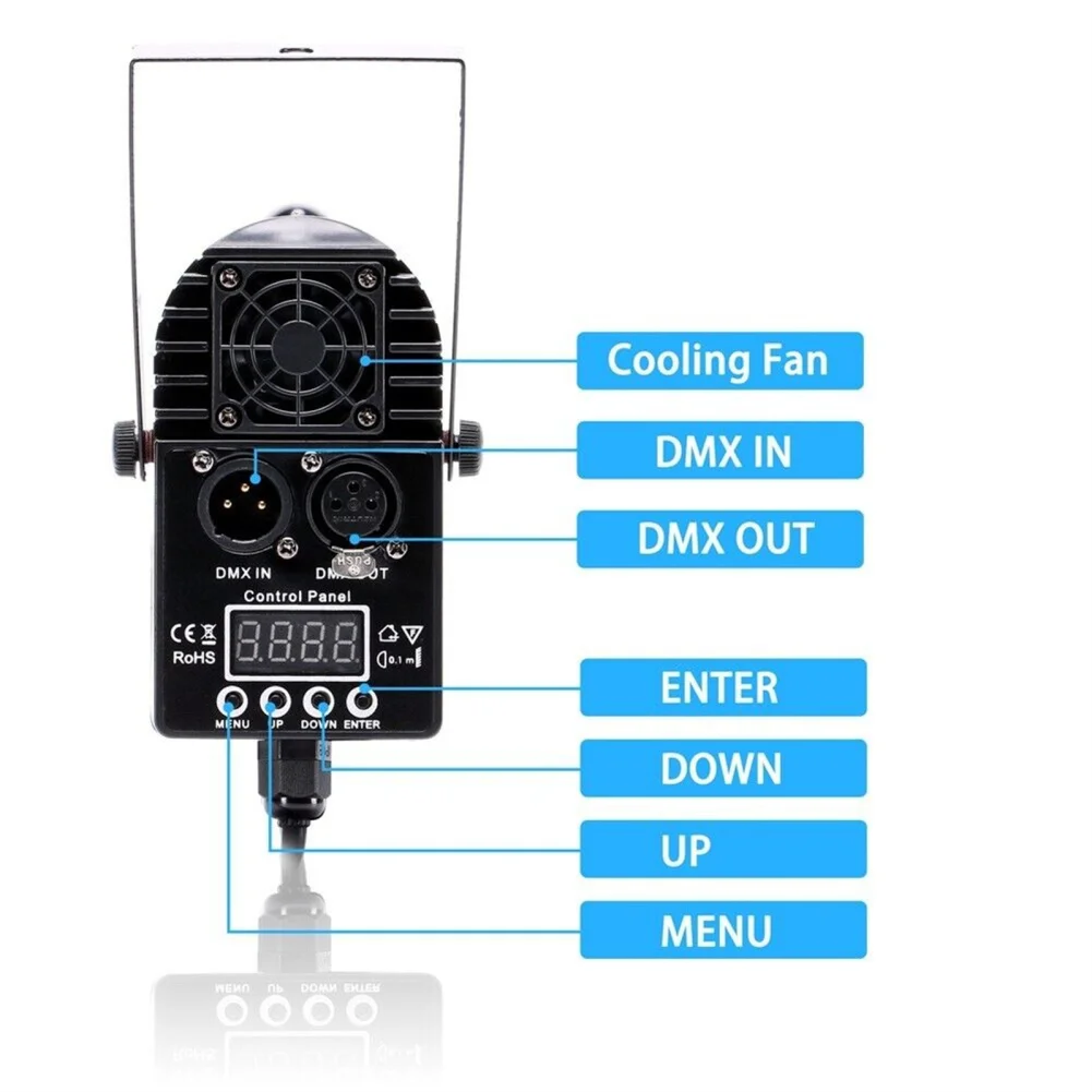 Voz controlada girando luz de palco com suporte, luzes LED Spot, Home Party, KTV, Bar, DMX512, Dropship