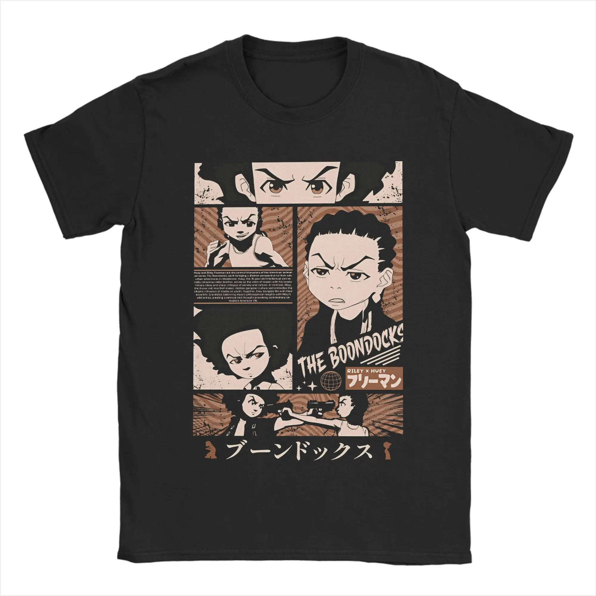 

Мужская футболка The Boondocks, хлопковые топы, потрясающие футболки с короткими рукавами и круглым вырезом, идея подарка, футболки