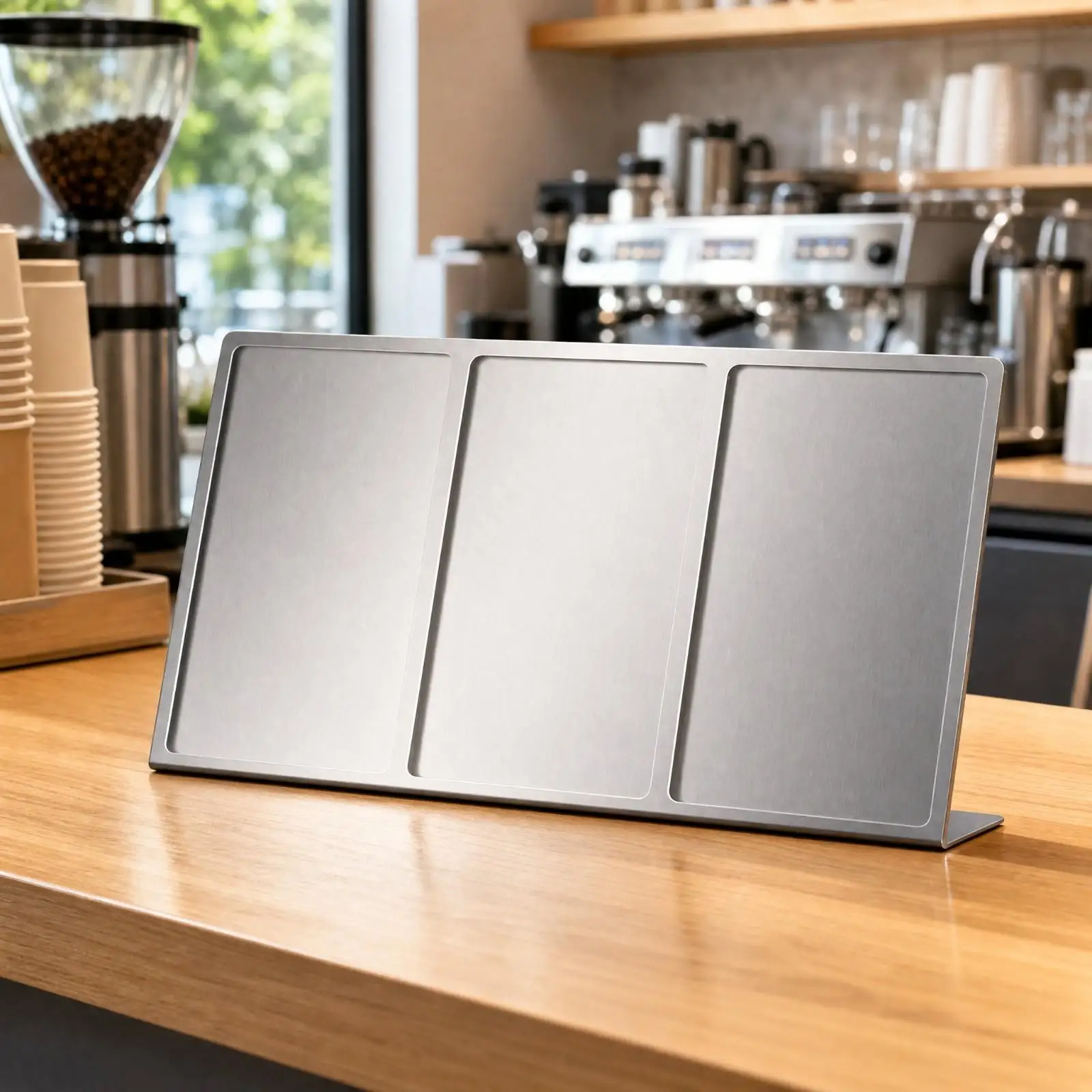 B5 Trisection Display Board with Acrylic Cover Easy to Clean Freestanding Tabletop Sign Holder with Angled Base Stable